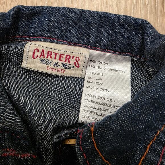 Vintage Carter's Girls Denim Pink Polka Dot Belt Girly Cute Flower Dress Sz 12M - Picture 2 of 3